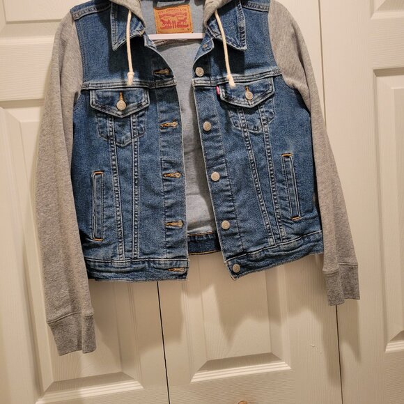 LEVI'S HYBRID HOODIE TRUCKER JACKET SZ M - Picture 4 of 8